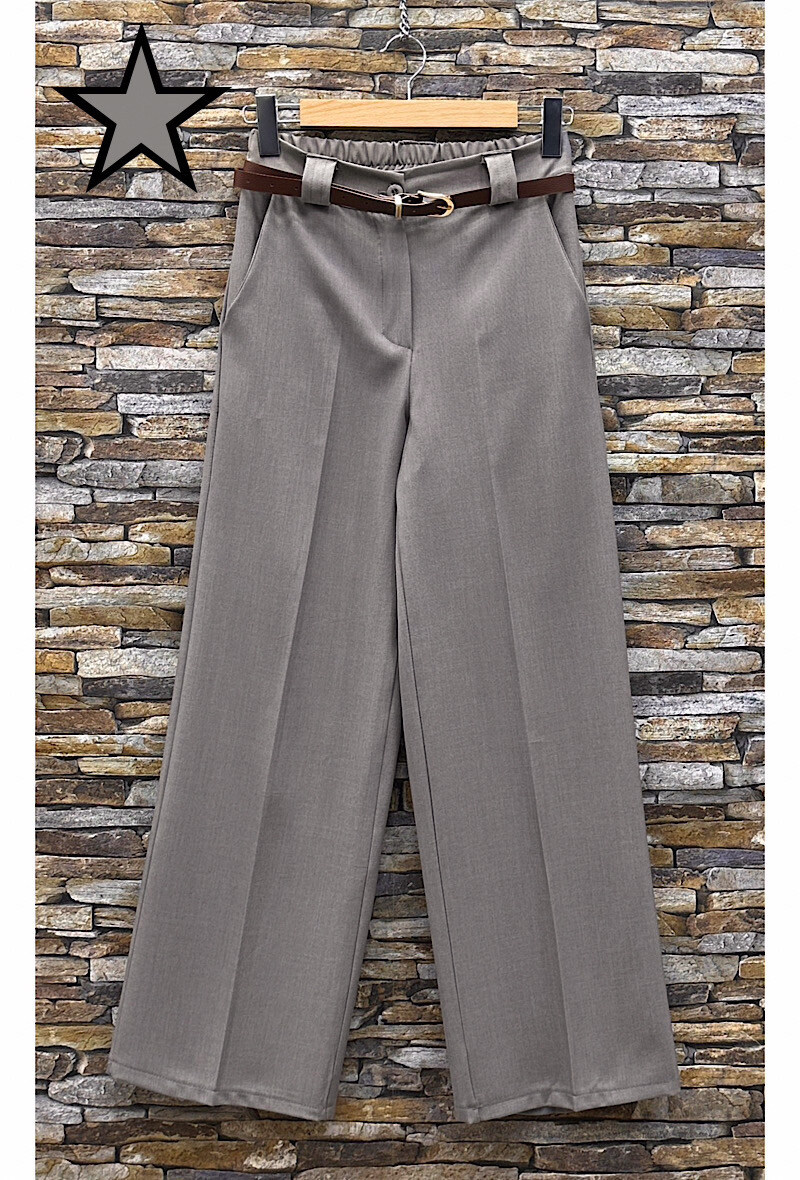 Grossista Elle Style - Pantaloni RUBIS classici larghi. Eleganti e alla moda con cintura e tasche anteriori