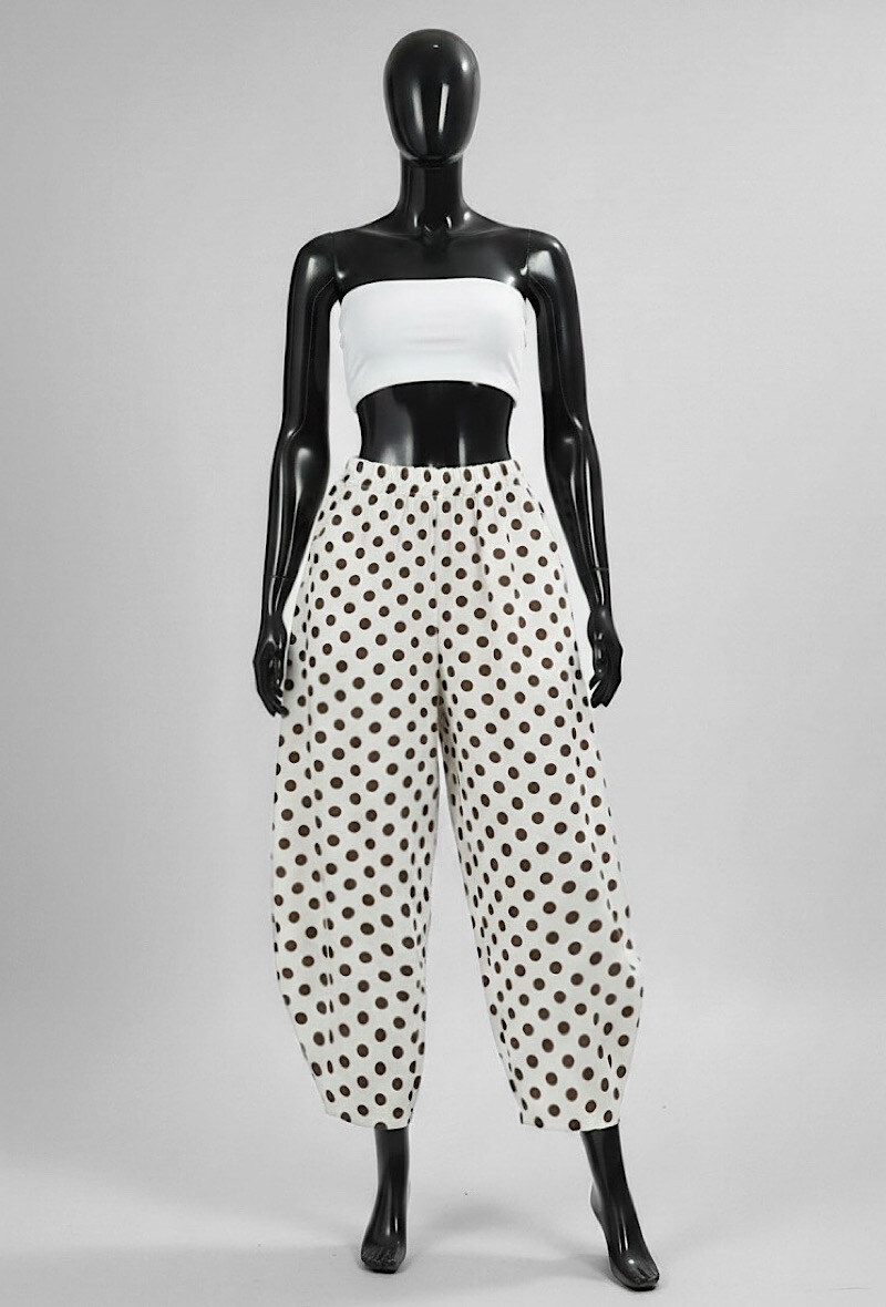 Mayorista Elle Style - Pantalón DOTTA de lunares, muy fluido en viscosa sedosa, bolsillos delanteros, cintura elástica, MATERIAL LYOCELL.