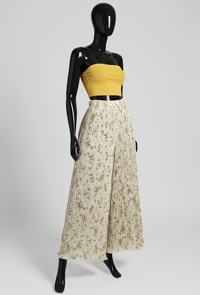 Grossiste Elle Style - Pantalon ROMY plissée très fluide, imprimé avec DOUBLURE PANTALON LONG en viscose