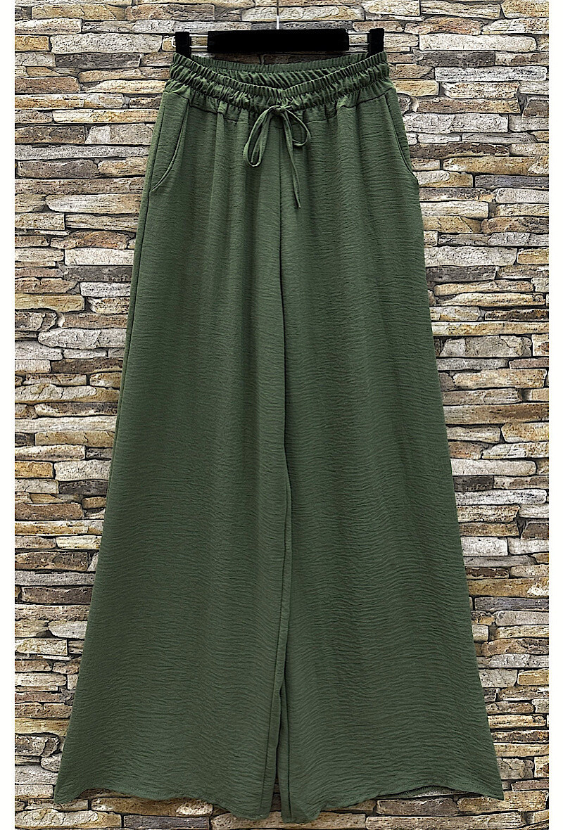 Grossiste Elle Style - Pantalon MOLLIE large très fluide avec taille réglagle et 2 poches avant