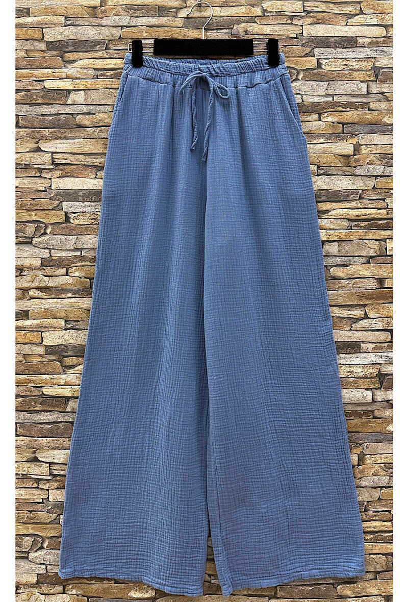 Mayorista Elle Style - Pantalón GIULIA de gasa de algodón con bolsillos frontales