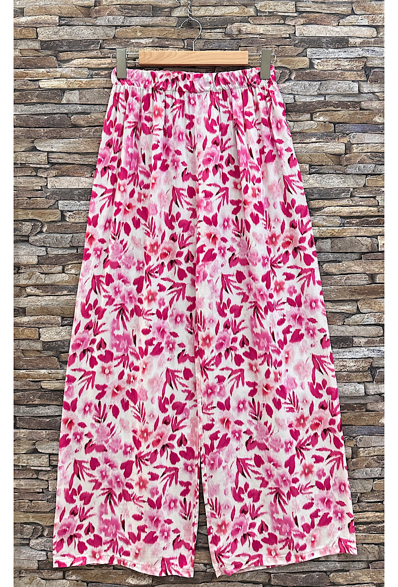 Mayorista Elle Style - Pantalón VISCOSA ancho estampado, fluido y romántico en viscosa