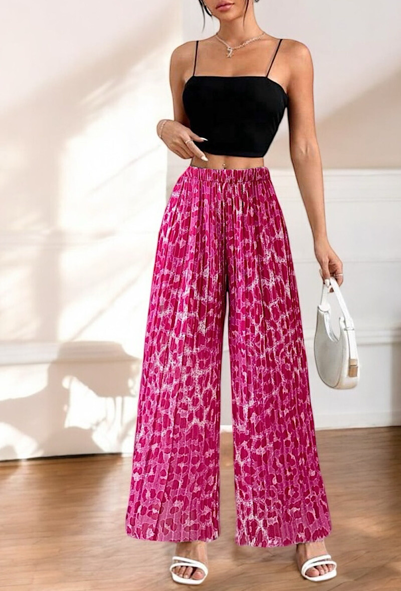 Wholesaler Elle Style - Very fluid pleated ALMA pants, printed with viscose lining.