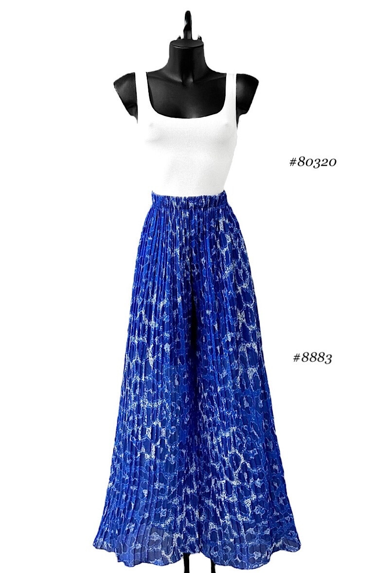 Wholesaler Elle Style - Very fluid pleated ALMA pants, printed with viscose lining.