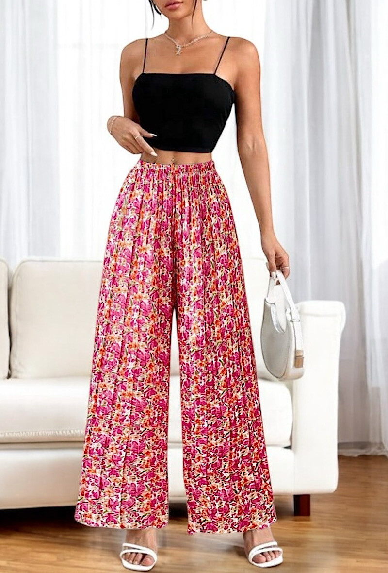 Mayorista Elle Style - Pantalón ALMA muy fluido, plisado y estampado con forro de viscosa.