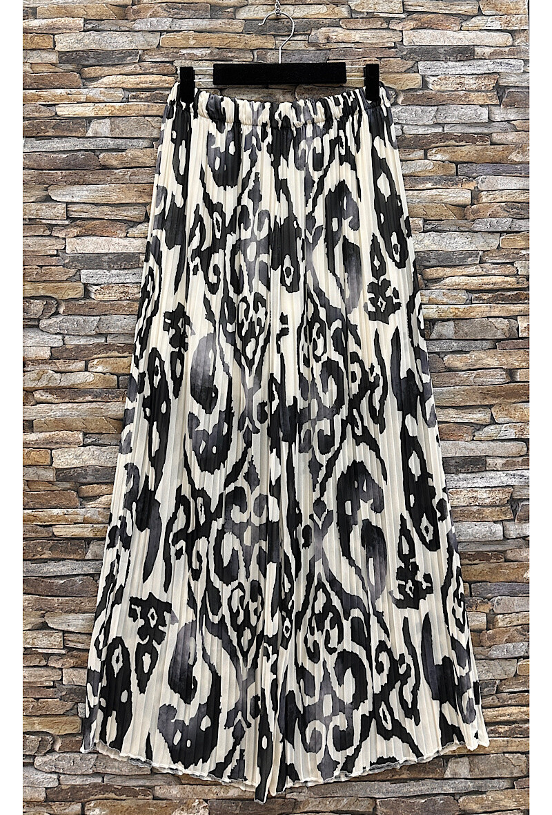 Wholesaler Elle Style - Very fluid pleated ALMA pants, printed with viscose lining.