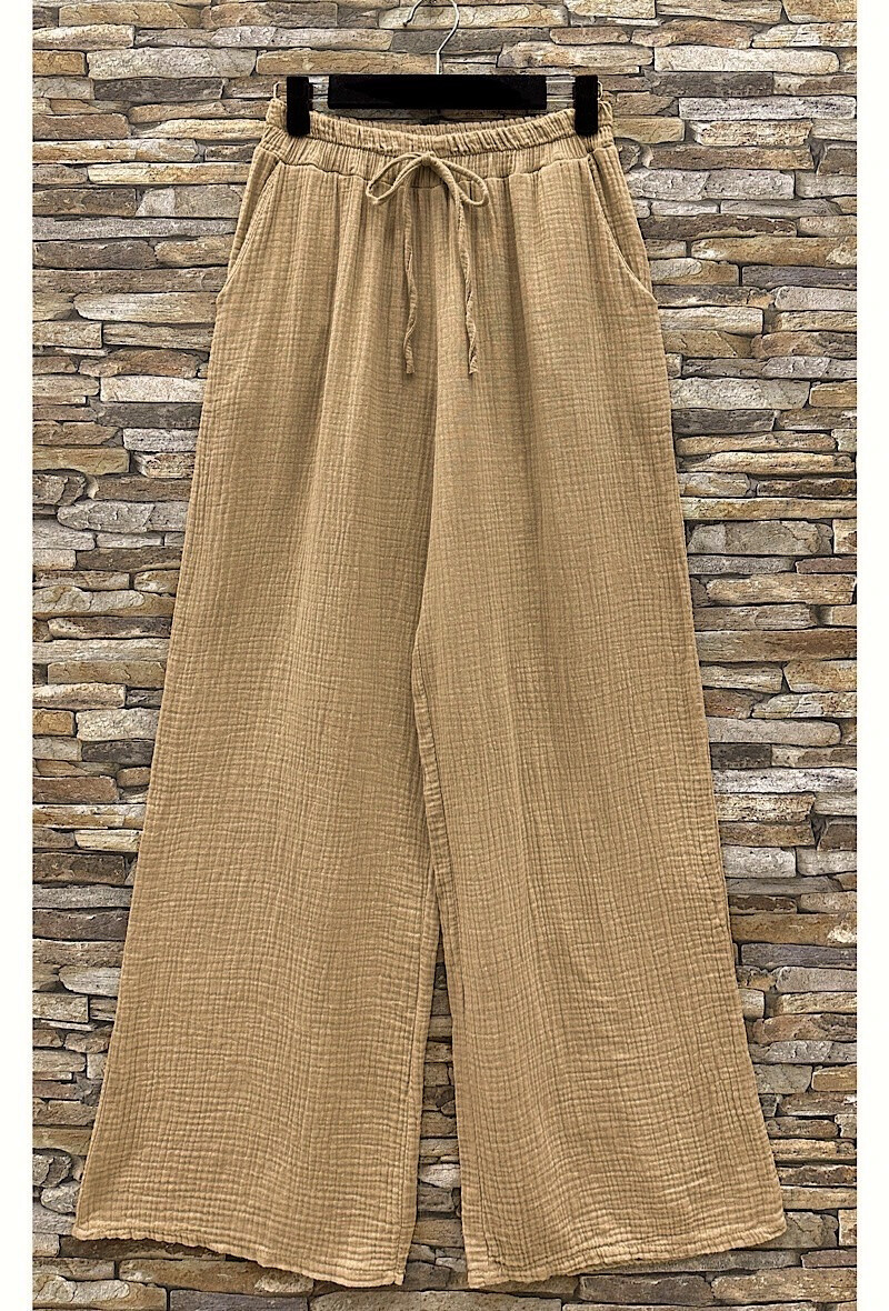 Wholesaler Elle Style - GIULIA pants in cotton gauze with front pockets