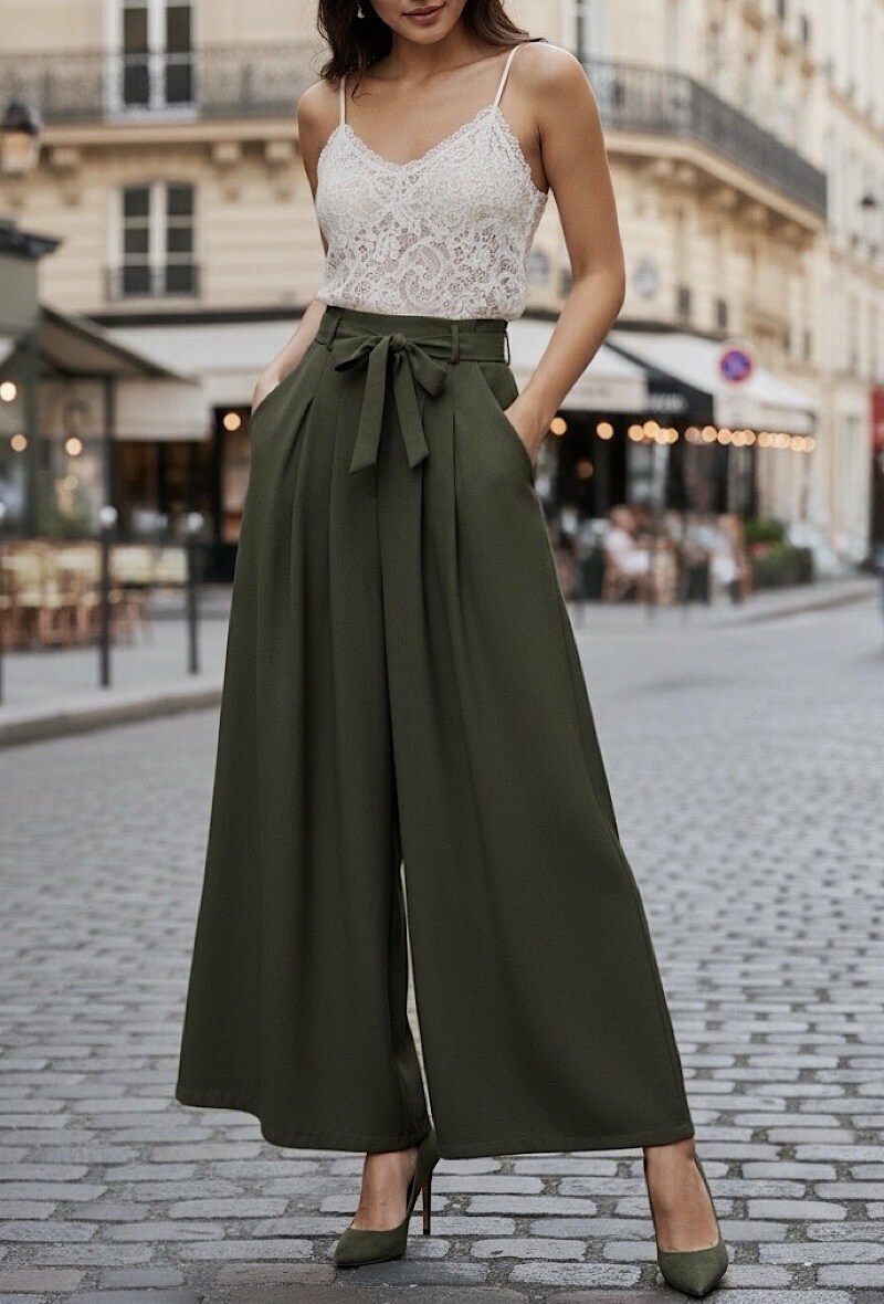 Grossista Elle Style - Pantaloni classici TESSA a gamba larga con elastico in vita. Elegante e alla moda con questo