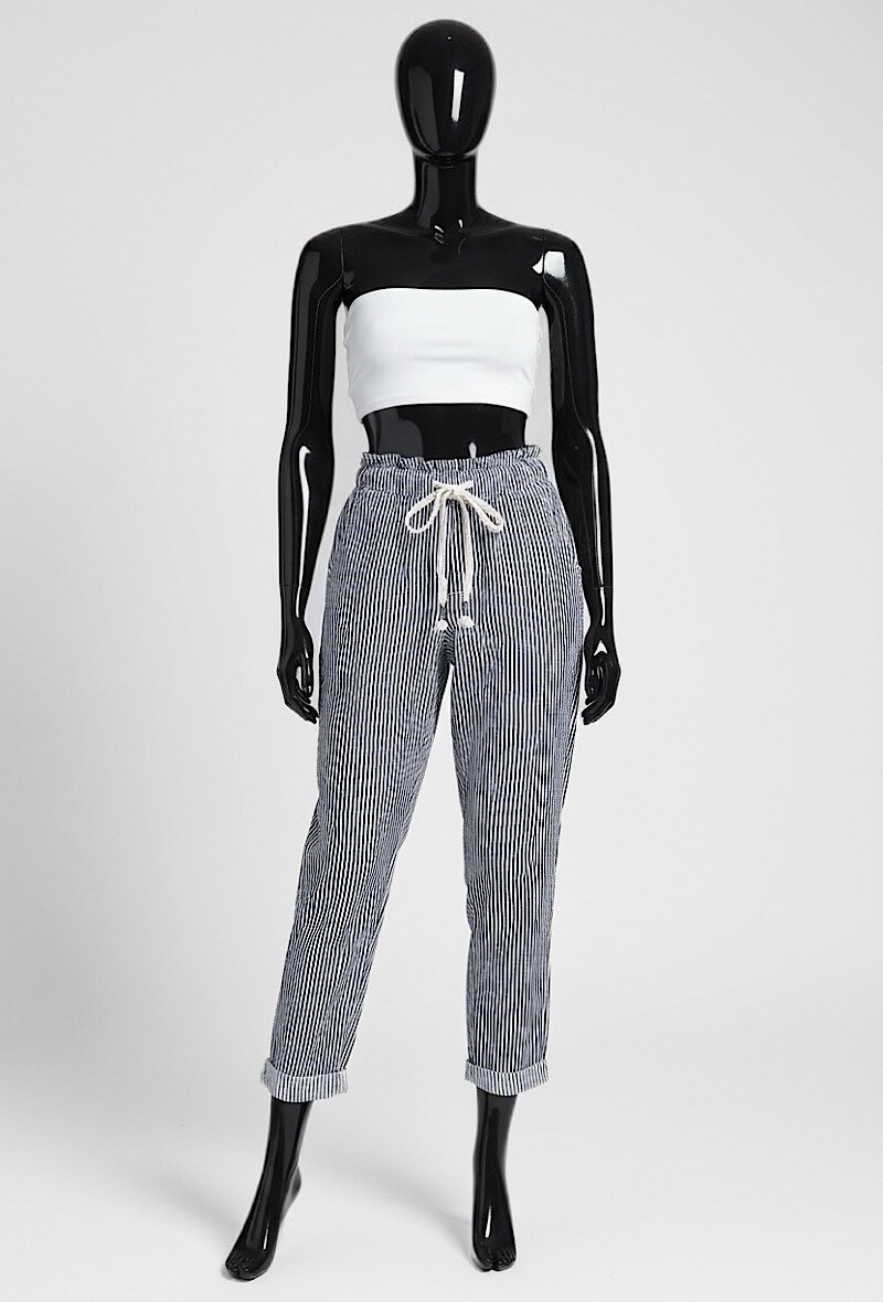 Mayorista Elle Style - Pantalón MILO de algodón a rayas, cintura elástica.