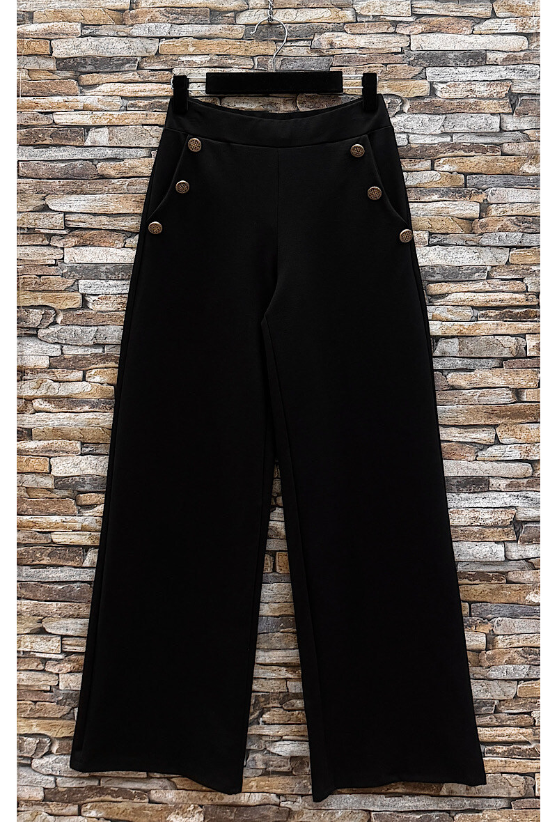 Grossiste Elle Style - Pantalon JENNA large, palazzo en milano avec boutons et poches