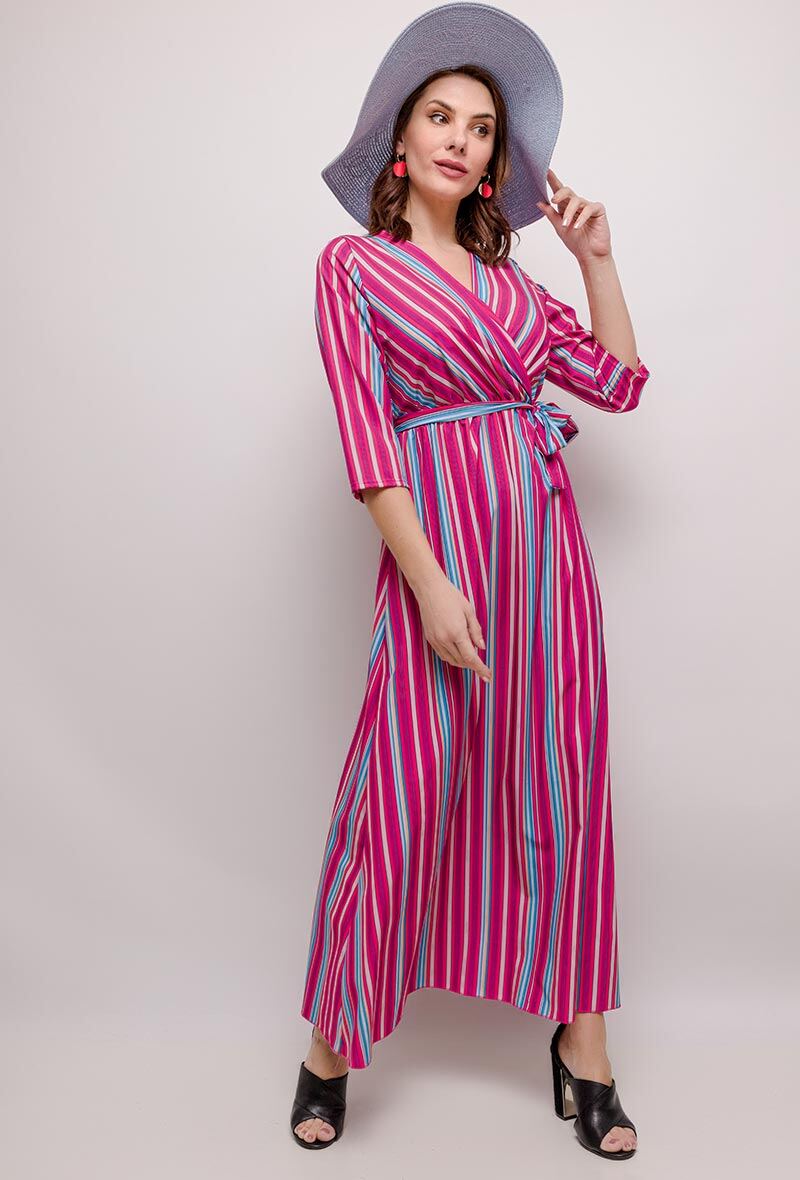 Grossiste Elle Style - Robes Cache Cœur Rayure
