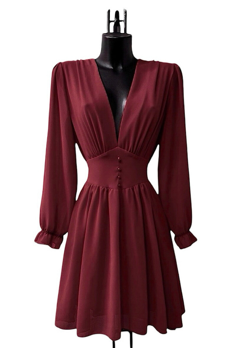 Wholesaler Elle Style - JULIETTE plain dress. casual. with long sleeves. buttons and viscose lining.