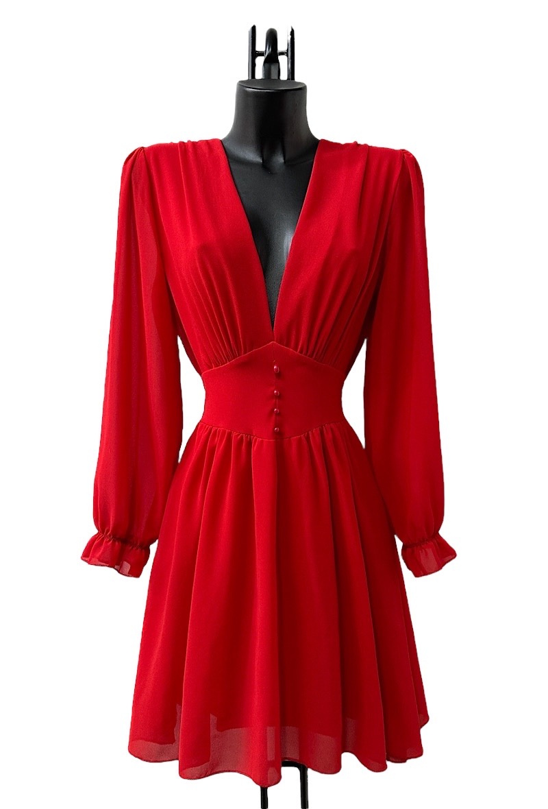 Grossiste Elle Style - Robe JULIETTE unisavec manches longues，boutons et doublure en viscos