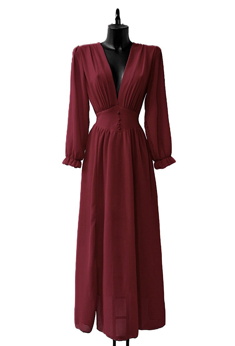 Wholesaler Elle Style - JULIETTA printed dress, long sleeves, buttons and viscose lining with slit