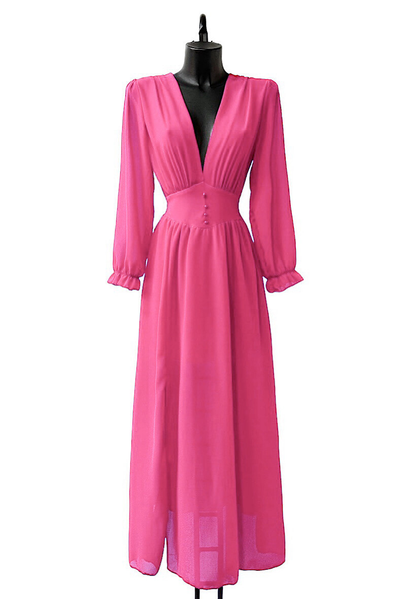 Grossiste Elle Style - Robe JULIETTA, manches longues, boutons et doublure en viscose avec fente