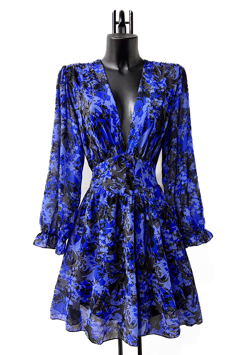 Wholesaler Elle Style - JULIETTE Printed dress, casual, with long sleeves, buttons and viscose lining.