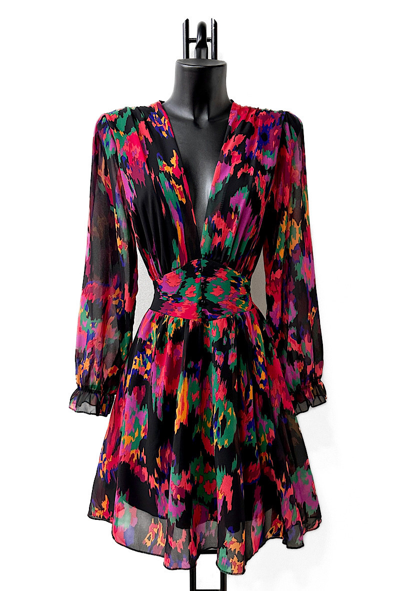 Wholesaler Elle Style - JULIETTE Printed dress, casual, with long sleeves, buttons and viscose lining.