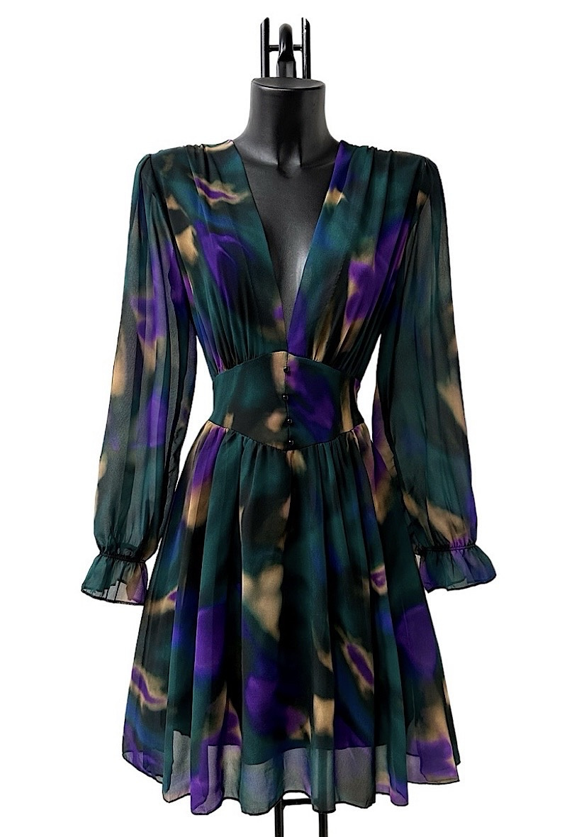 Wholesaler Elle Style - JULIETTE Printed dress, casual, with long sleeves, buttons and viscose lining.