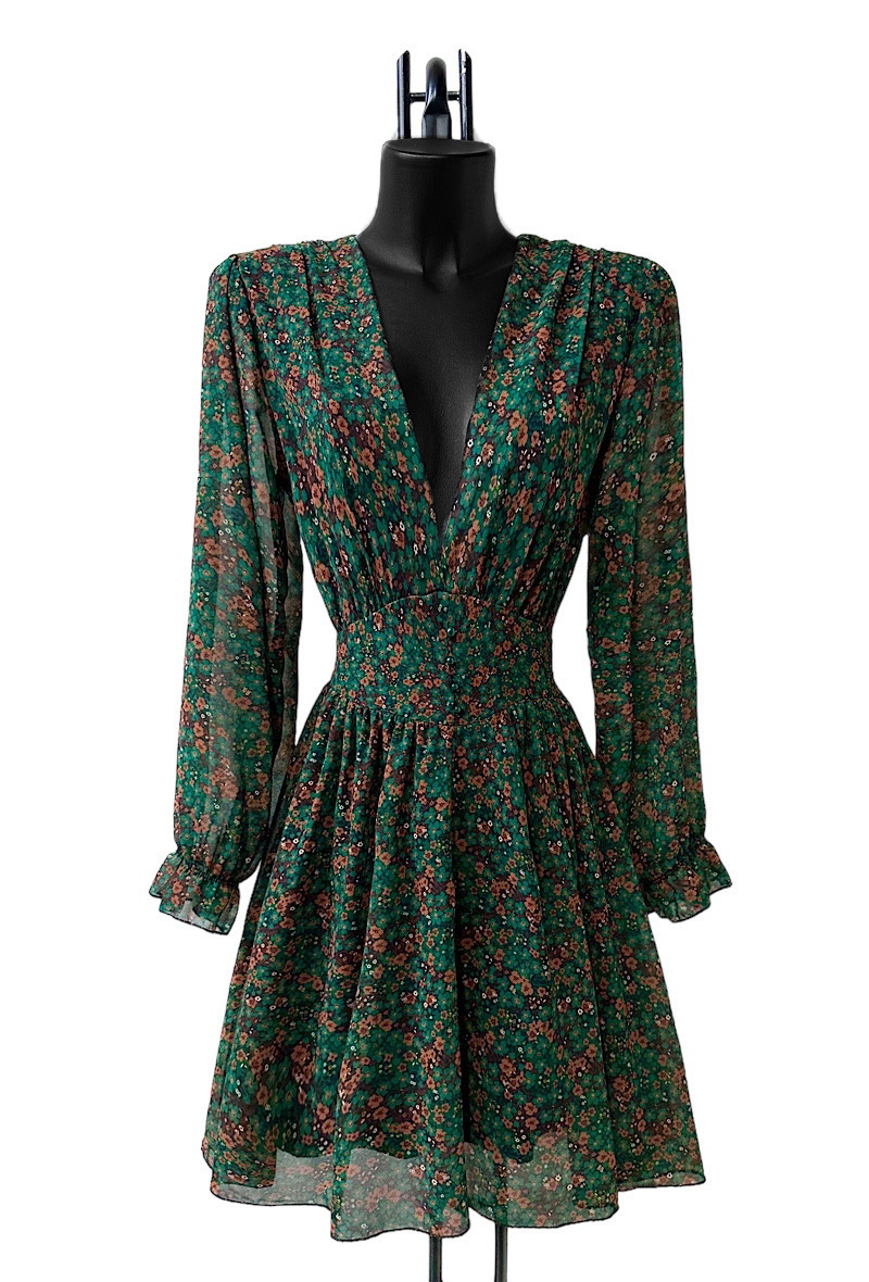 Grossiste Elle Style - Robe JULIETTE imprimé, avec manches longues, boutons et doublure en viscose