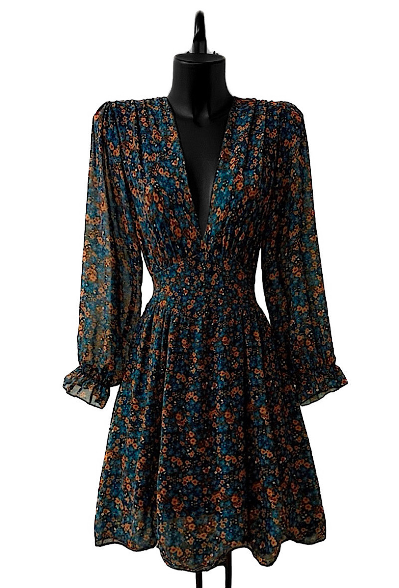 Wholesaler Elle Style - JULIETTE Printed dress, casual, with long sleeves, buttons and viscose lining.