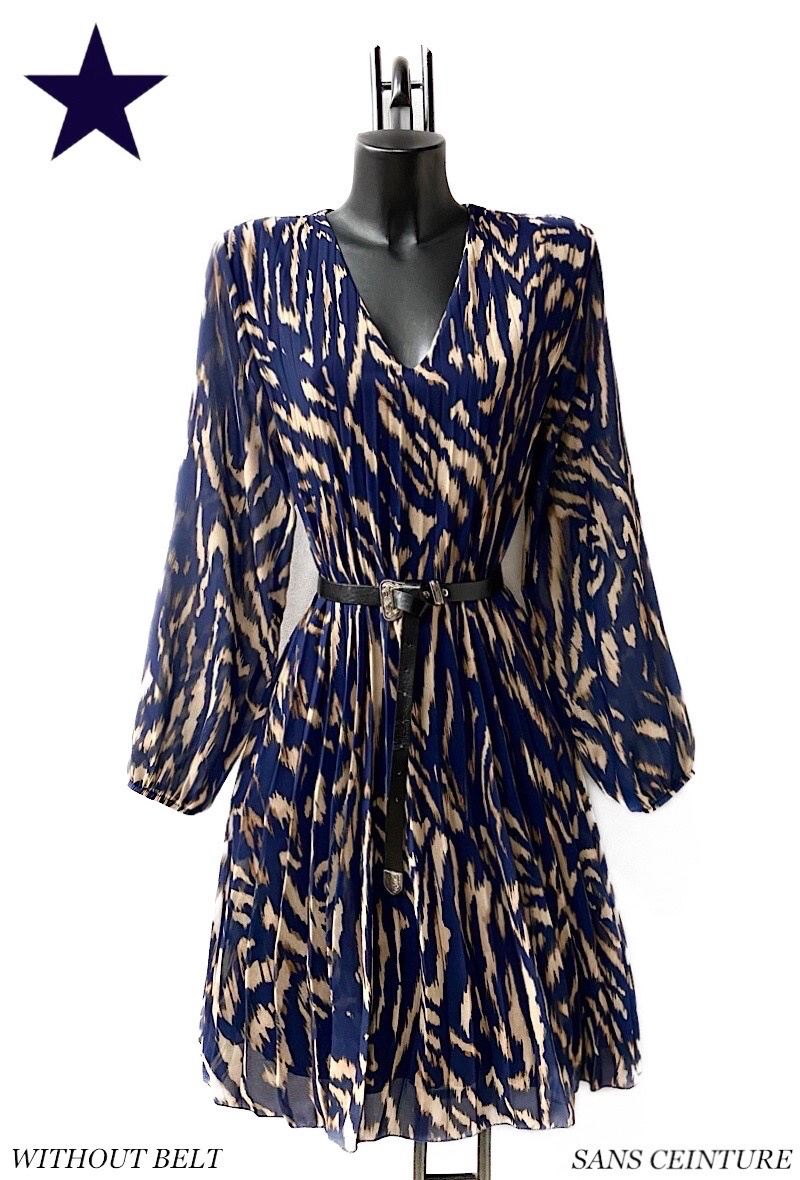 Wholesaler Elle Style - SANIA pleated dress, printed, very fluid with viscose lining