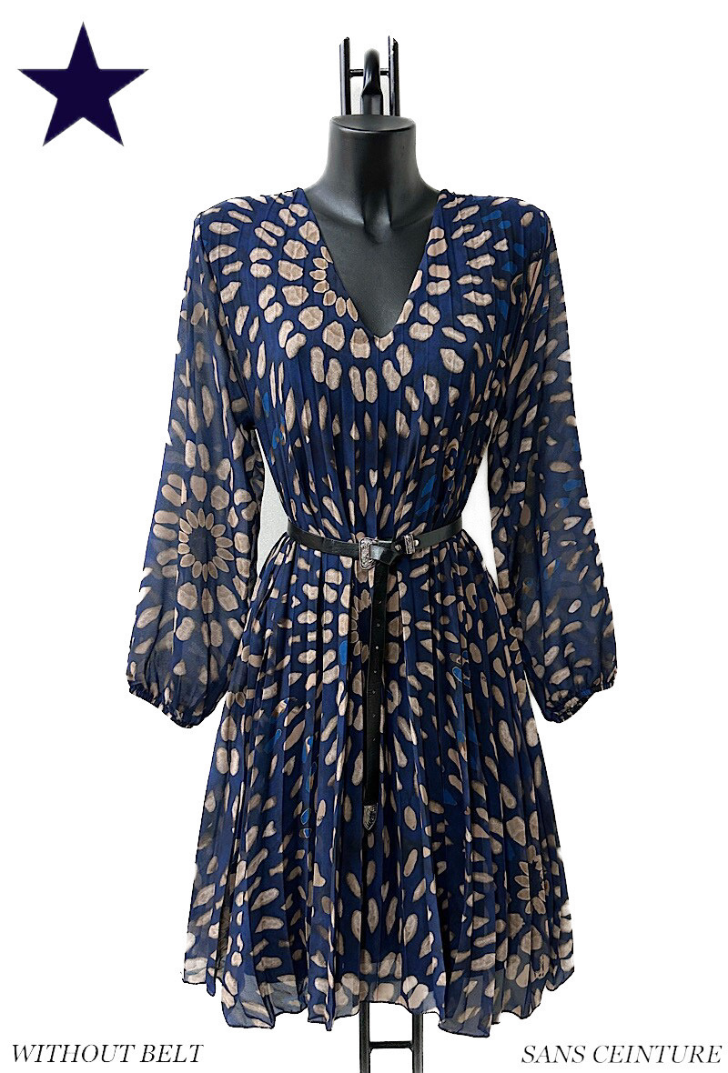 Wholesaler Elle Style - SANIA pleated dress, printed, very fluid with viscose lining