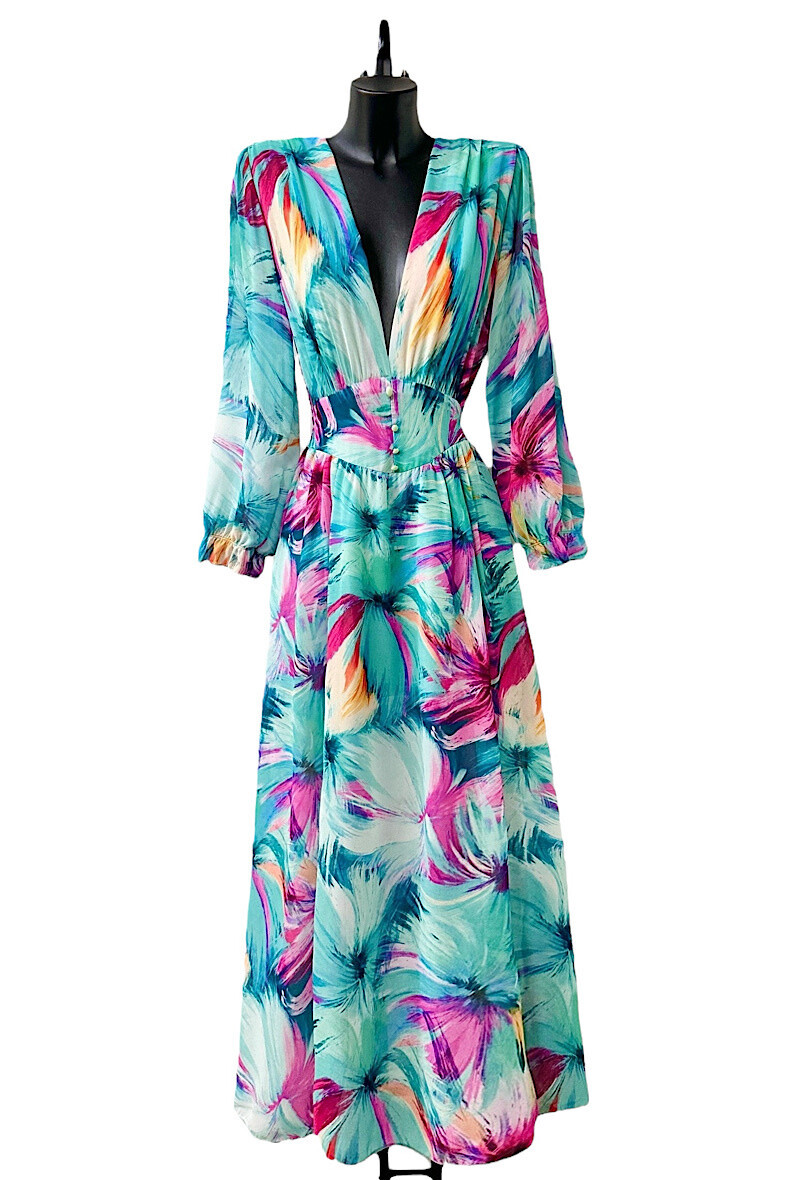 Grossiste Elle Style - Robe JULIETTA, manches longues, boutons et doublure en viscose avec fente
