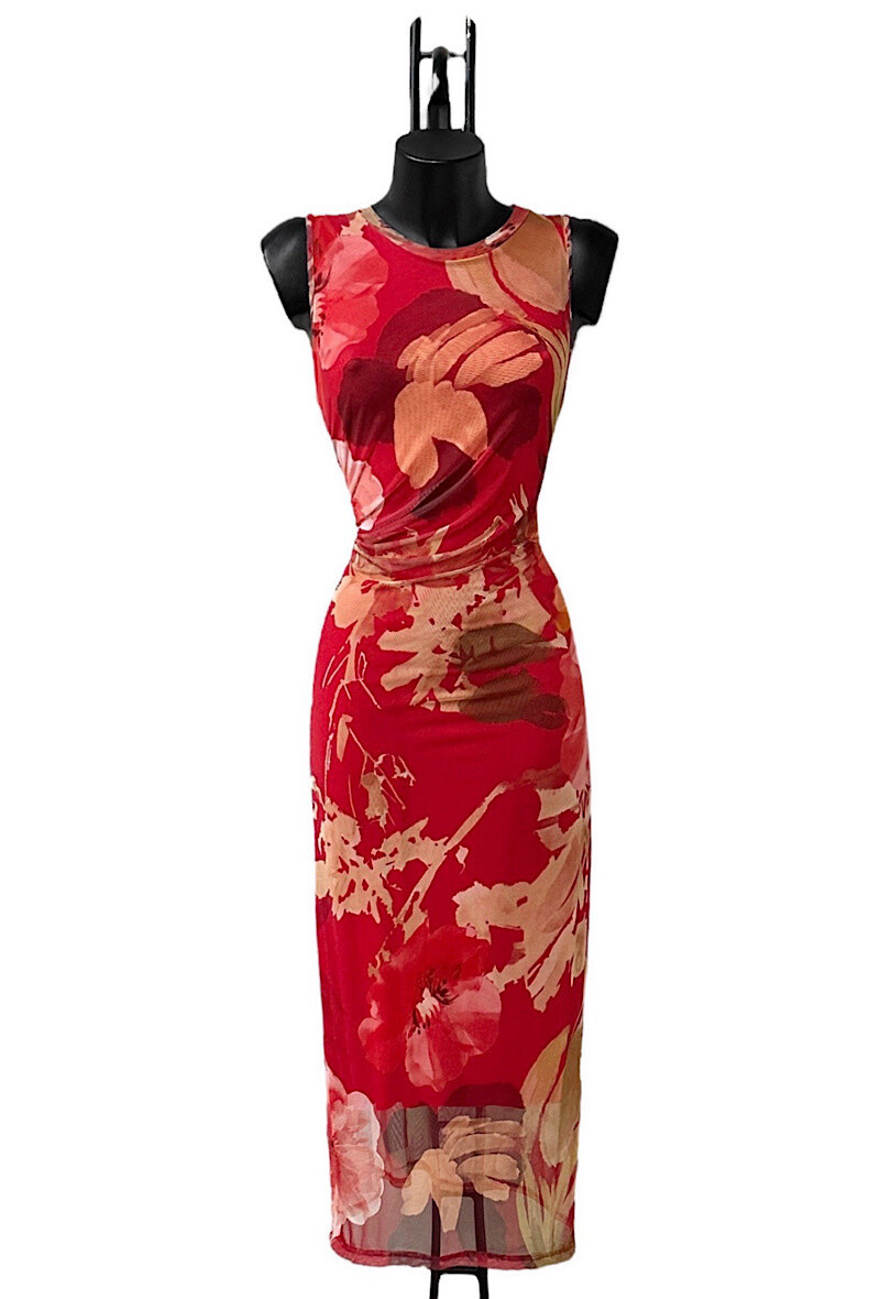 Wholesaler Elle Style - MESH dress, printed, with long sleeves and viscose lining