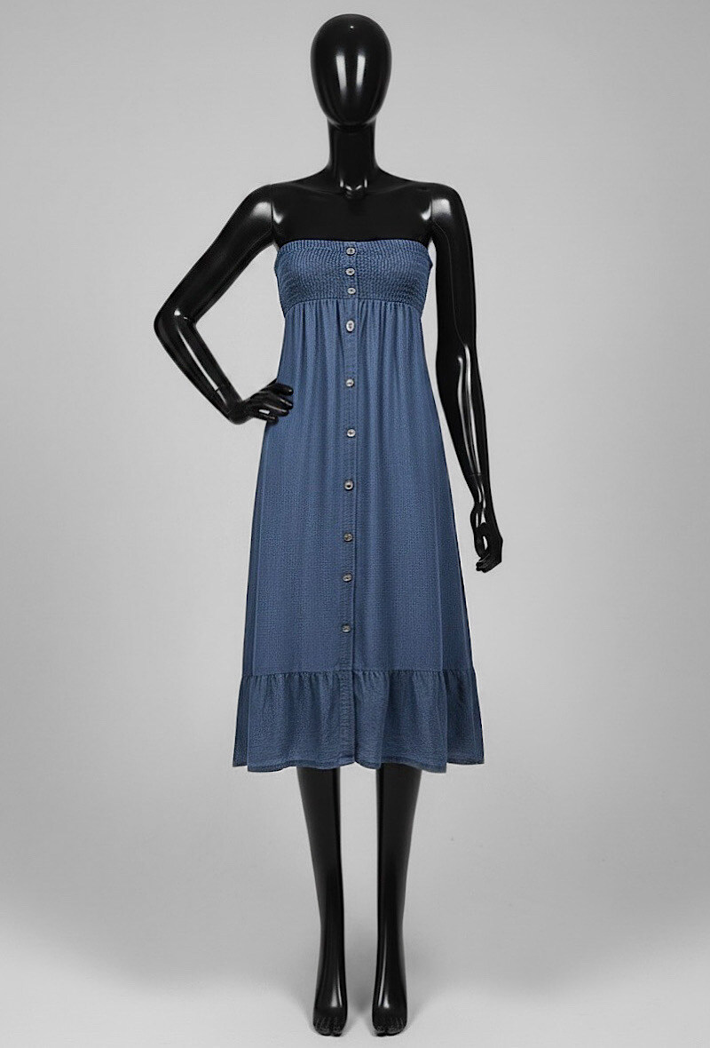 Mayorista Elle Style - Vestido JUDIE muy fluido de denim en TEJIDO LYOCELL con botones