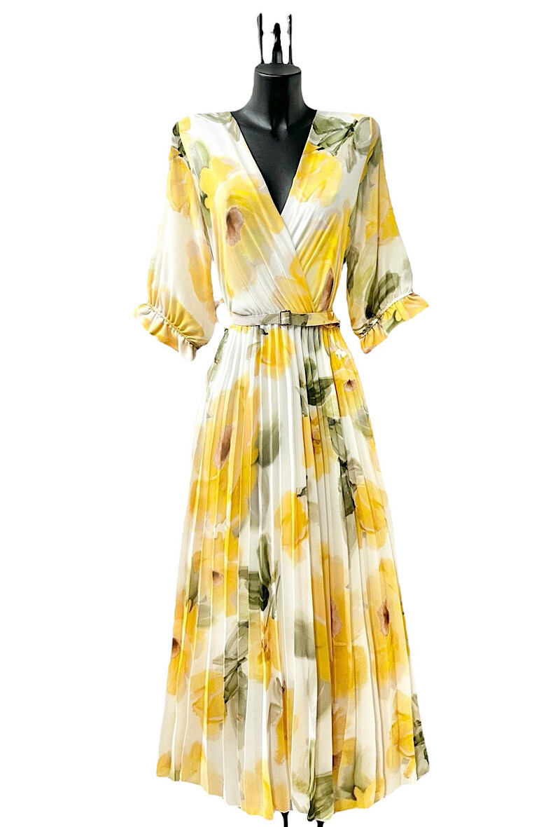 Mayorista Elle Style - Vestido LISA plisado con cinturón hecho a mano