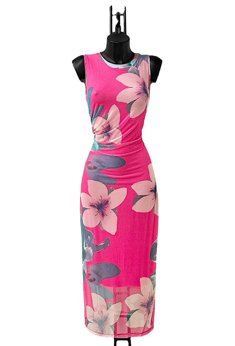 Wholesaler Elle Style - MESH dress, printed, with long sleeves and viscose lining