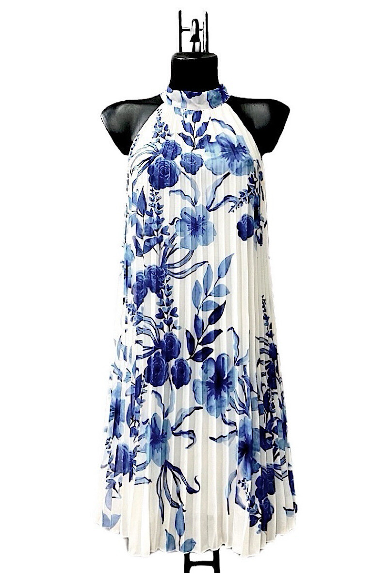 Mayorista Elle Style - Vestido plisado SELENA, estampado romántico, con forro de viscosa elegante y de moda