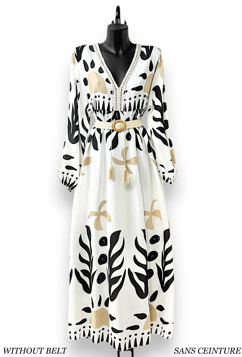 Grossiste Elle Style - Robe MYRIAM, très fluide en viscose, bohème chic avec un effet lin