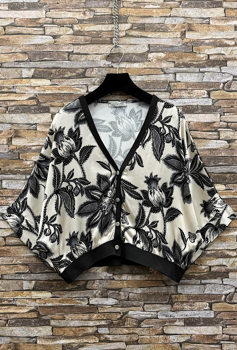 Grossista Elle Style - Gilet GILETTA stampato in viscosa satinata effetto seta, fluido e romantico