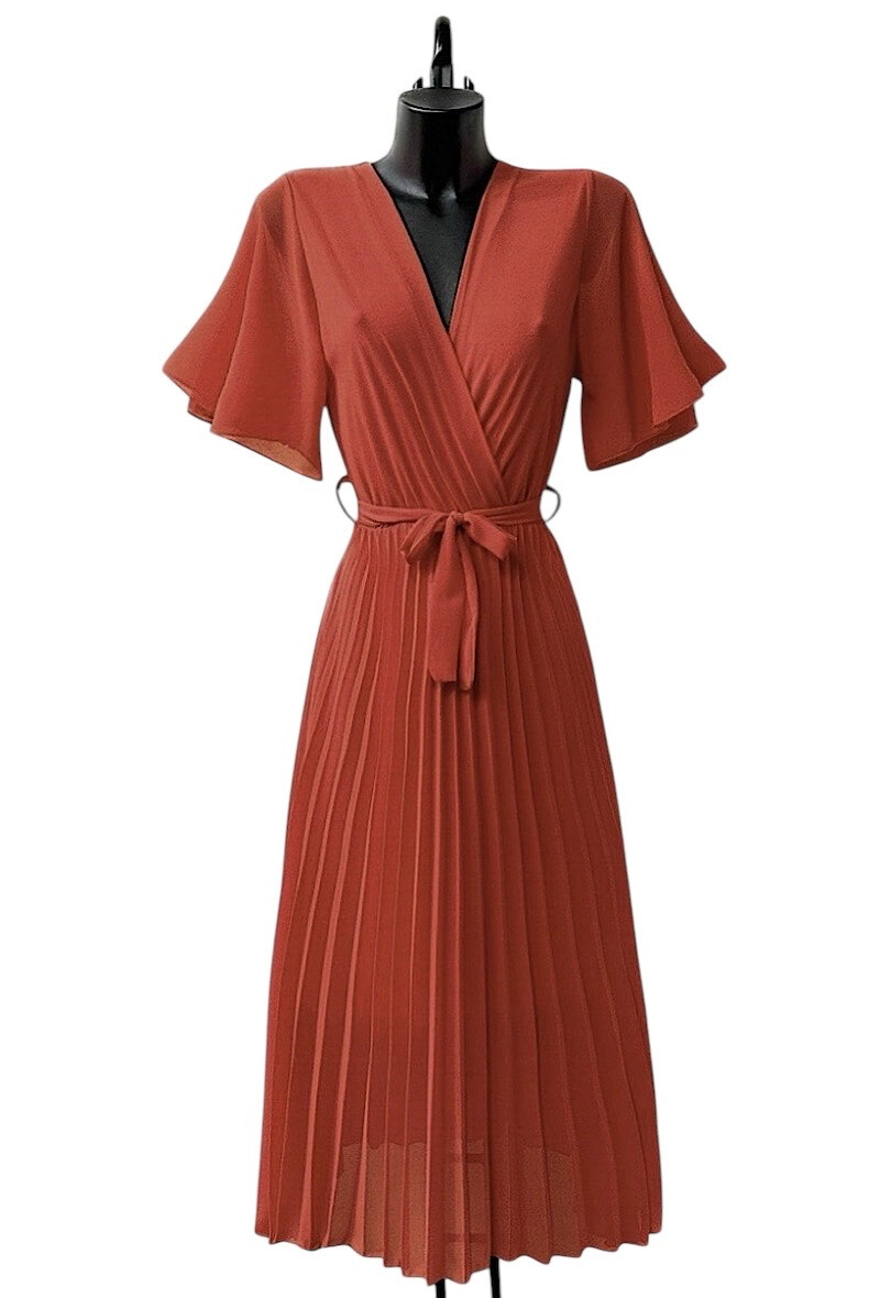 Grossiste Elle Style - Robe ALIRA croisée, plissée fluide avec doublure en viscoses