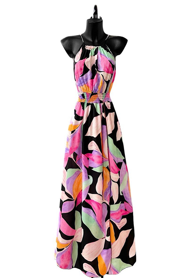 Mayorista Elle Style - Vestido CARINA muy fluido, estampado con abertura delantera, romántico, chic y trendy