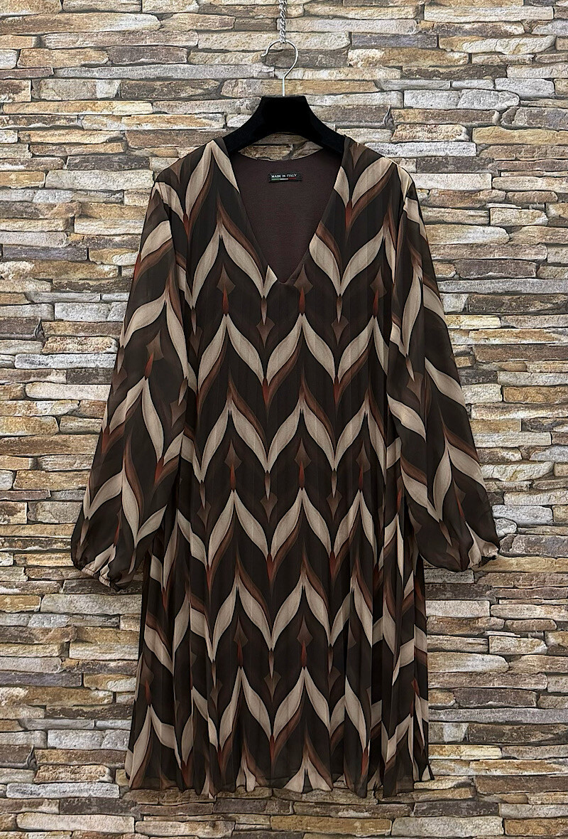 Grossiste Elle Style - Robe SANIA plissée, imprimée très fluide avec doublure viscose