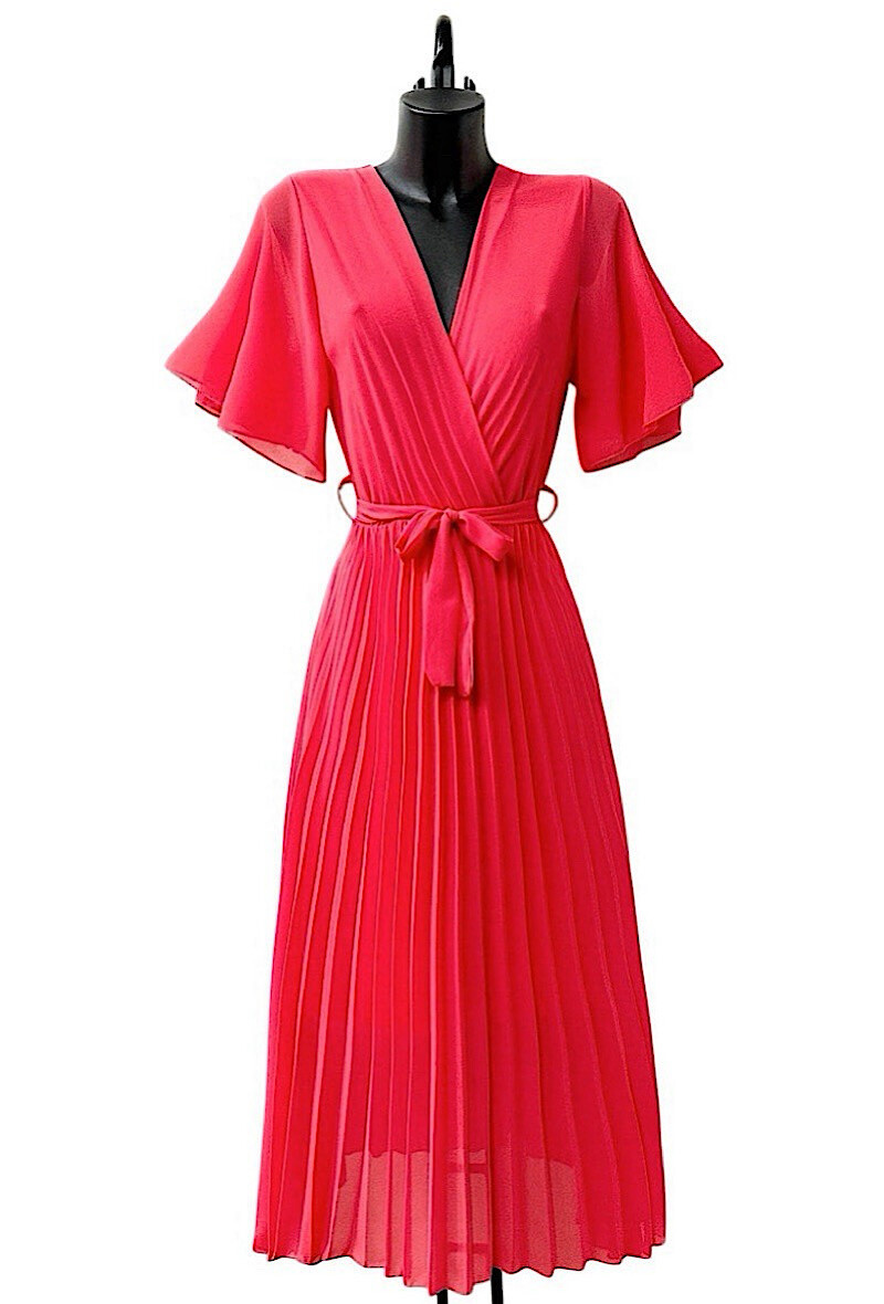 Grossiste Elle Style - Robe ALIRA croisée, plissée fluide avec doublure en viscoses