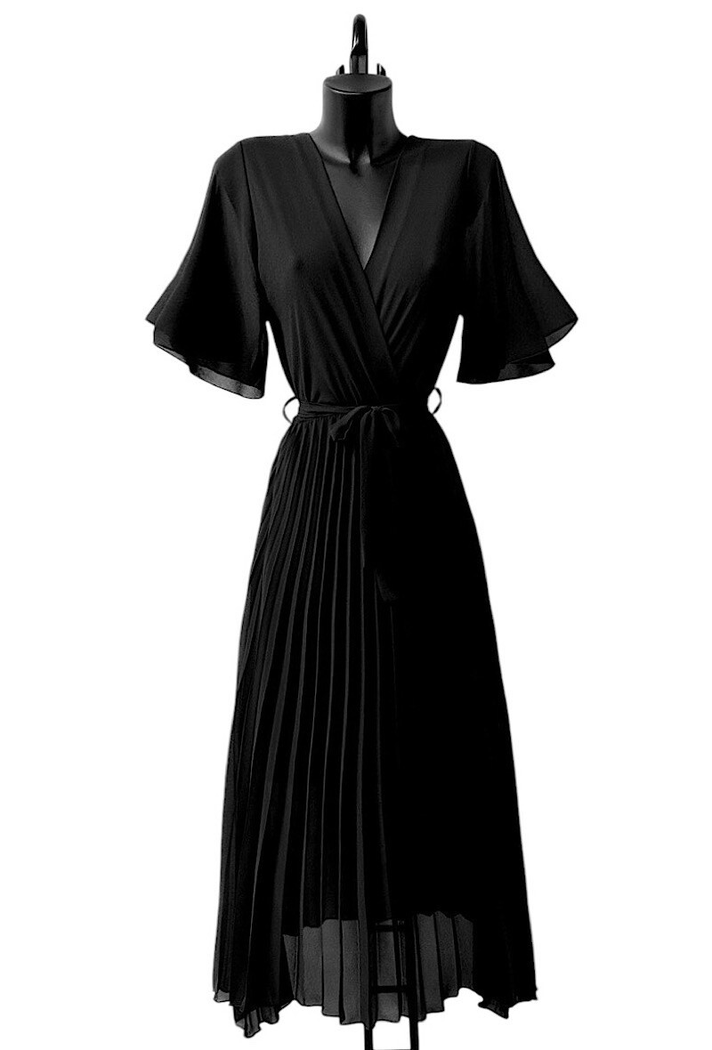 Großhändler Elle Style - ALITA Crossover-Kleid, fließend plissiert mit Viskosefutter