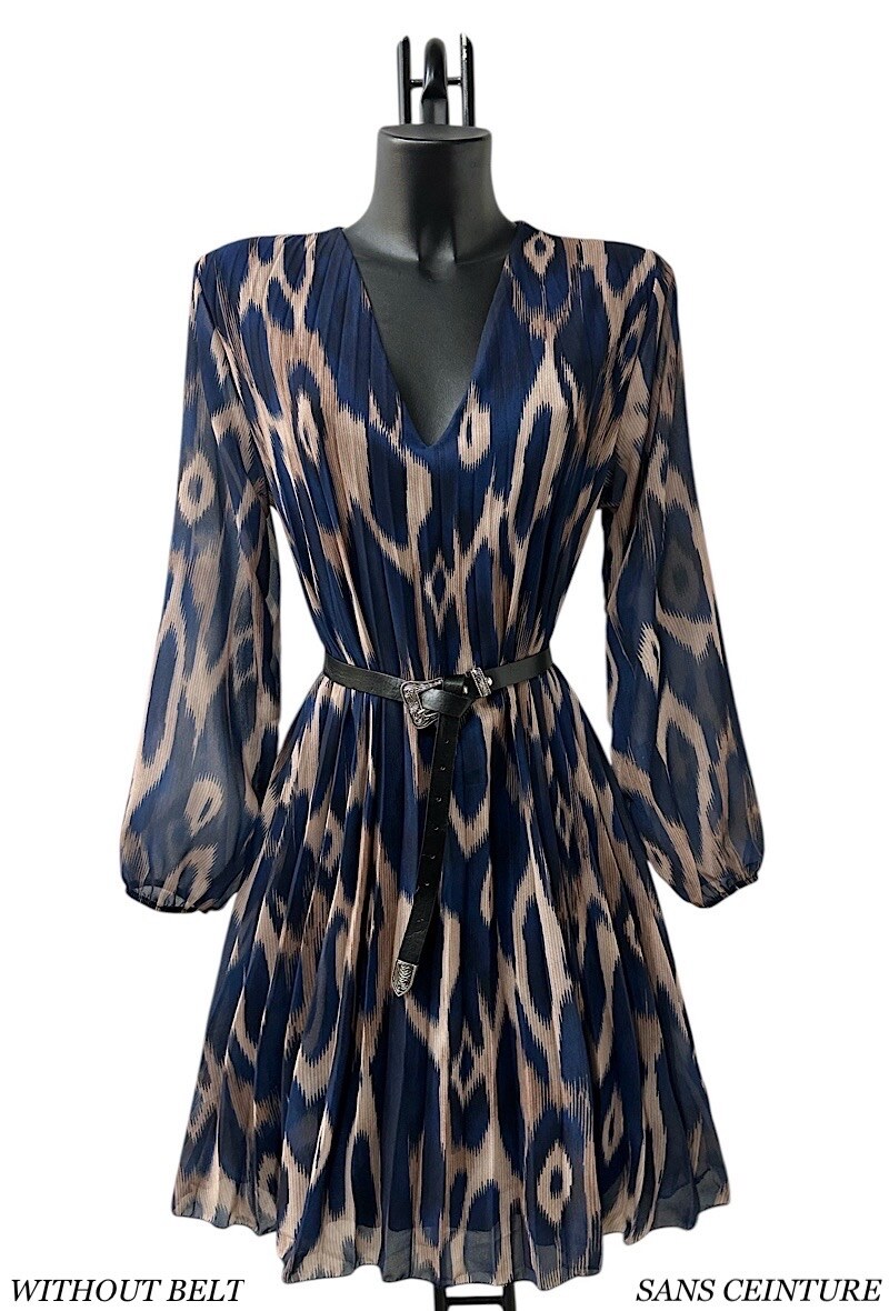 Mayorista Elle Style - Vestido plisado SANIA, estampado muy fluido con forro de viscosa