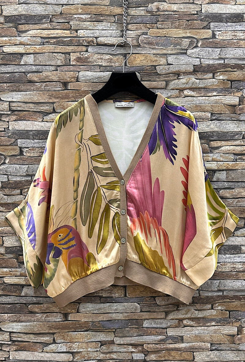 Grossista Elle Style - Gilet GILETTA stampato in viscosa satinata effetto seta, fluido e romantico