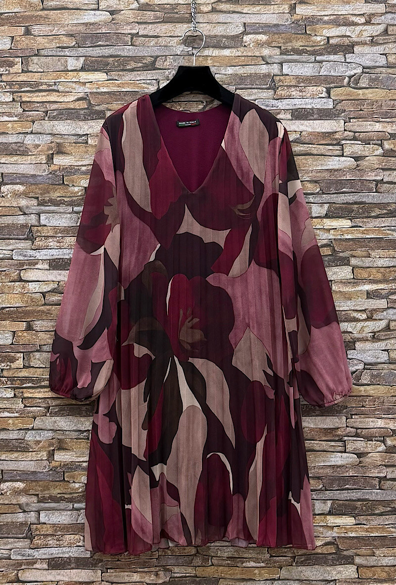 Grossiste Elle Style - Robe SANIA plissée, imprimée très fluide avec doublure viscose
