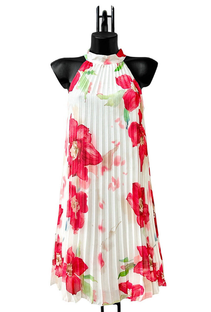 Grossiste Elle Style - Robe SELENA plissée, imprimé romantique, avec doublure viscose chic et tendance