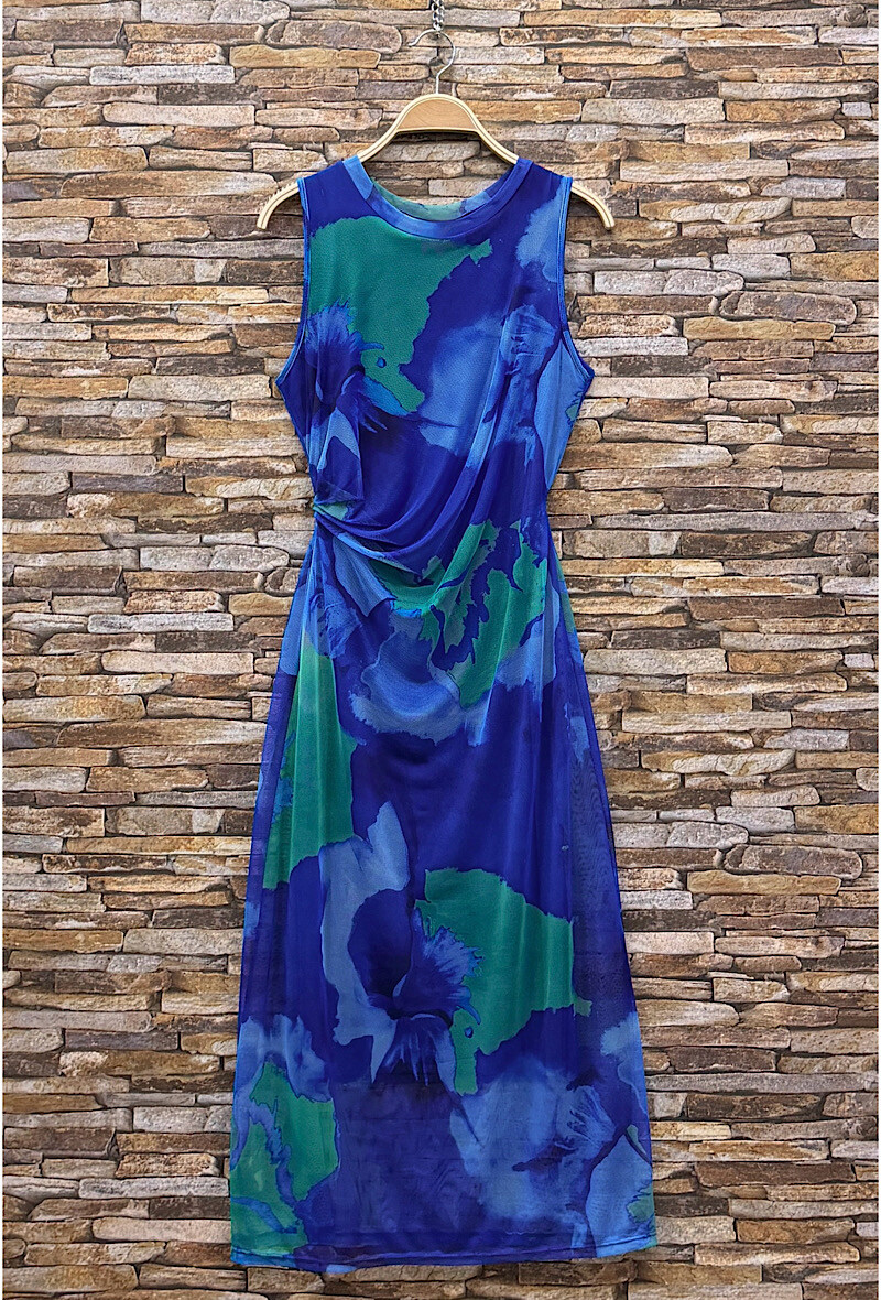 Großhändler Elle Style - MESH-Kleid, bedruckt, mit langen Ärmeln und Viskosefutter