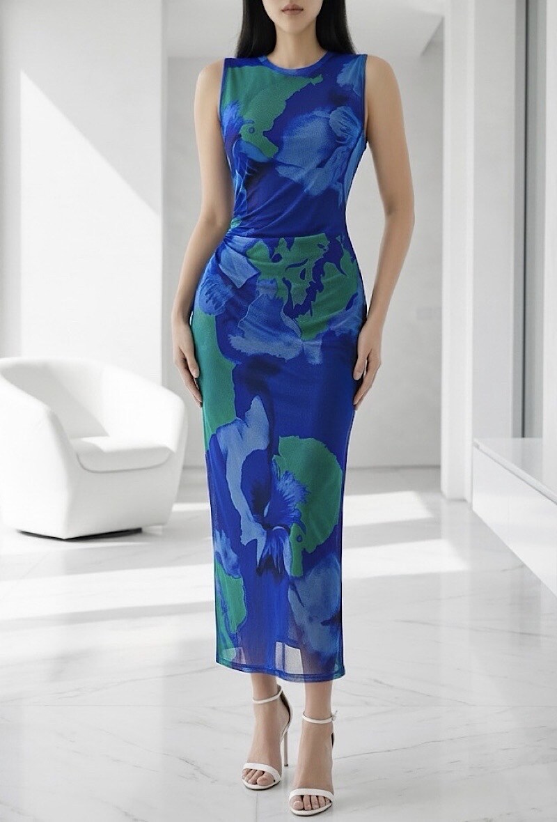 Grossista Elle Style - Abito MESH, stampato, con maniche lunghe e fodera in viscosa
