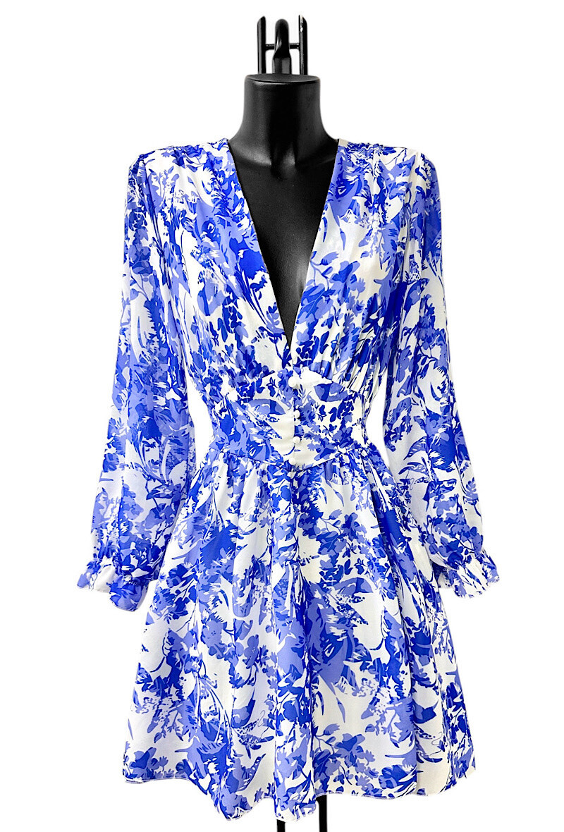 Grossiste Elle Style - Robe JULIETTE imprimé, avec manches longues, boutons et doublure en viscose