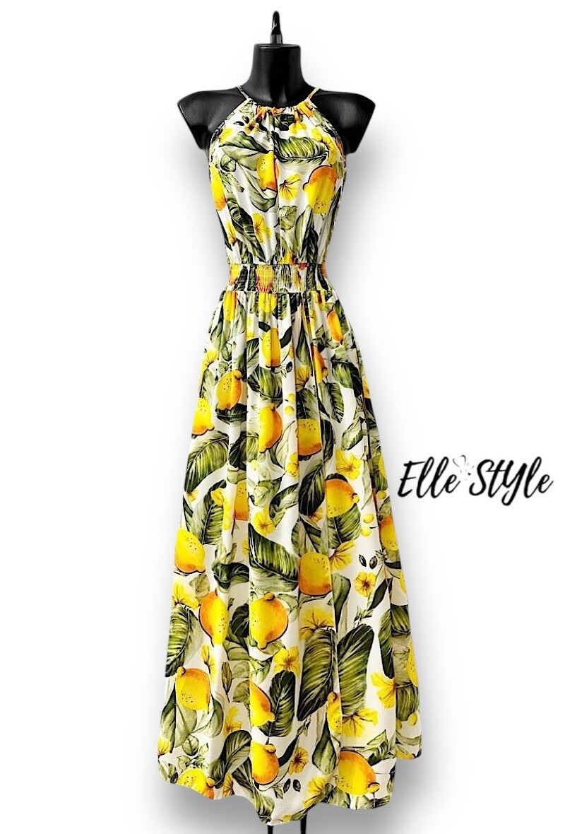 Wholesaler Elle Style - ANIRRA dress, very fluid, printed with front slit, romantic, chic and trendy