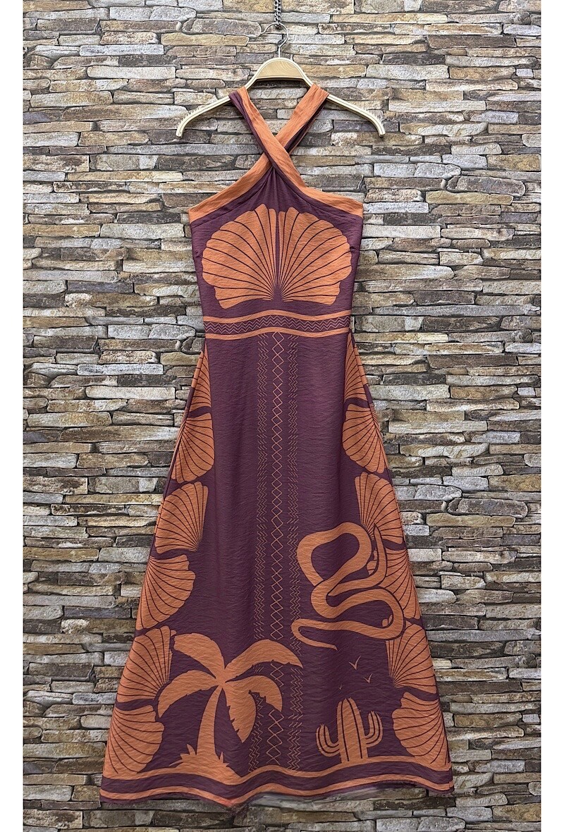 Mayorista Elle Style - Vestido STELLA en viscosa fluida con estampado y elástico en la espalda. BOHEMIO CHIC y A LA MODA.