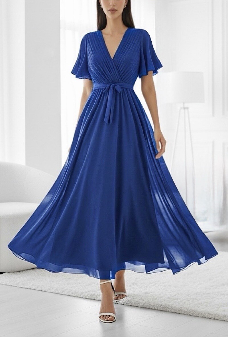 Grossista Elle Style - Abito incrociato ELISE, plissettato molto fluido con fodera in viscosa, un abito molto elegante e di tendenza
