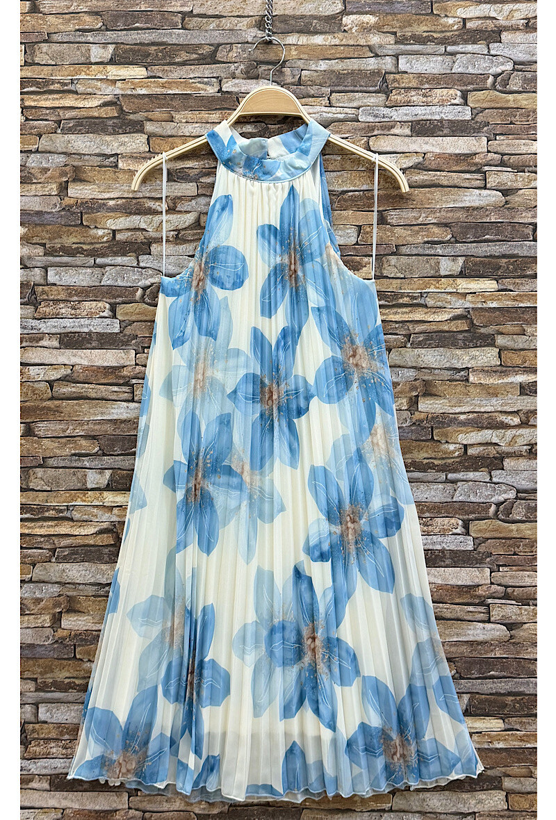 Mayorista Elle Style - Vestido SELENA plisado, estampado romántico, con forro de viscosa chic y a la moda